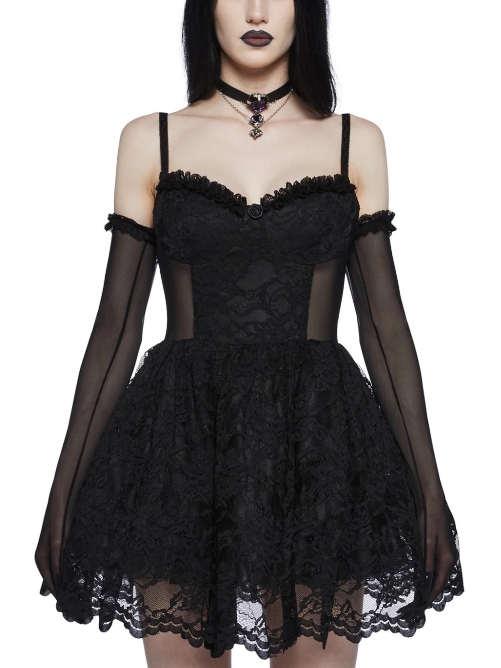 Widow Infinite Love Mesh Dress & Gloves Set, L (BNWT)